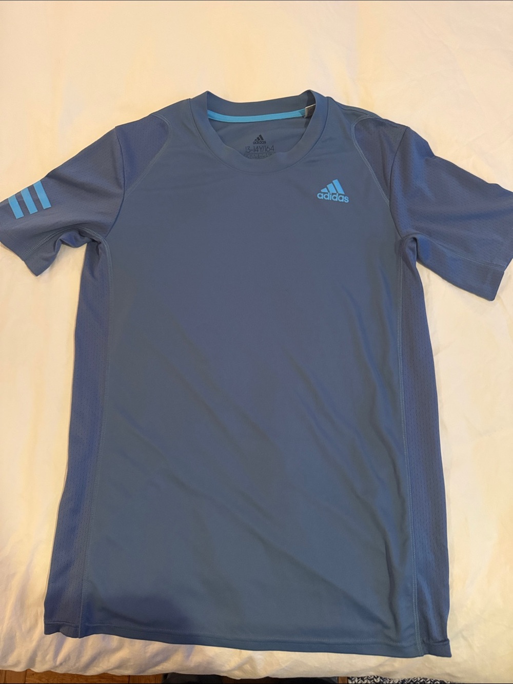 adidas Blue Short-Sleeve Performance Tee with Light Blue Accents